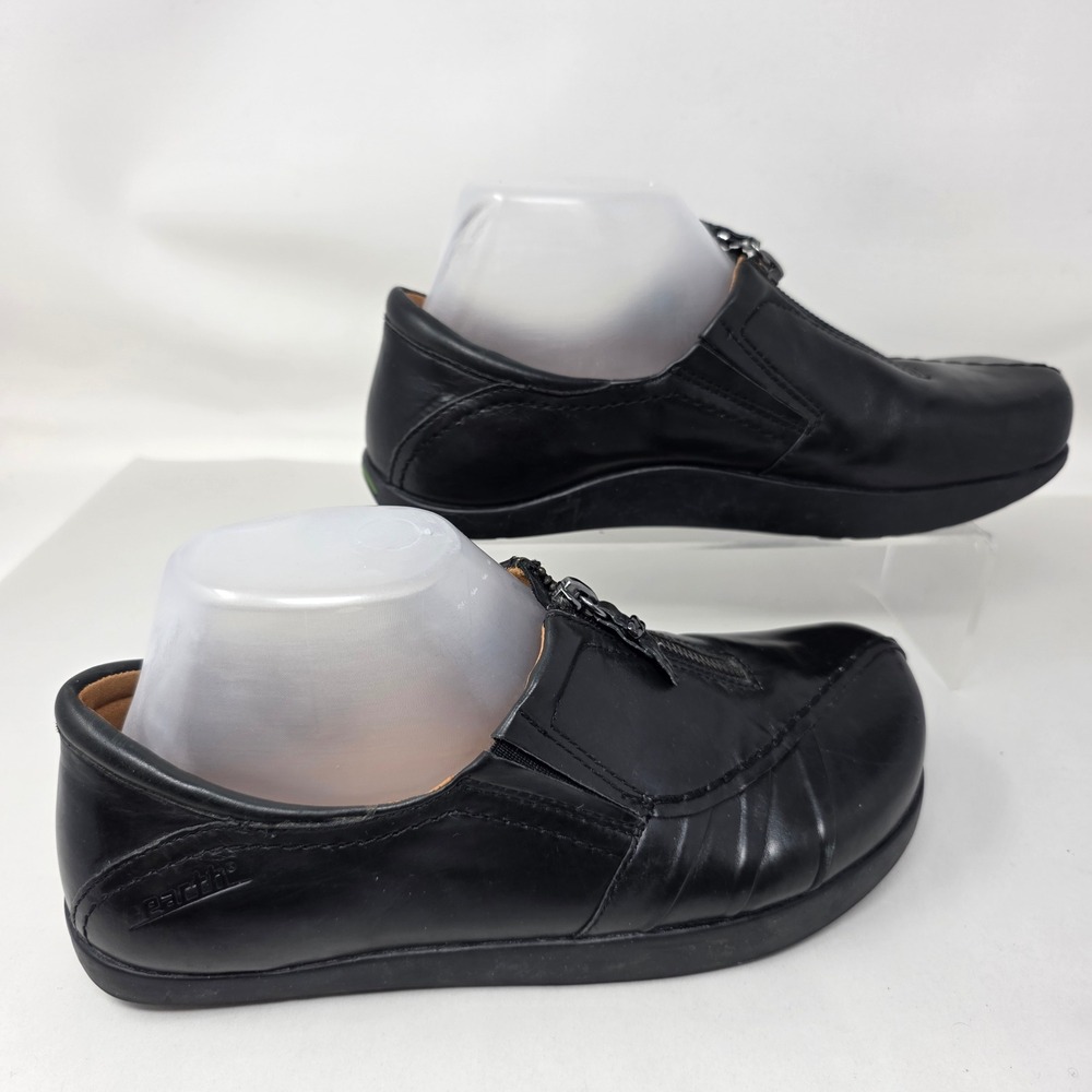 Kalso Earth Shoe Renee Loafers Womens 7B Black Leather Zip Negative Heel Comfort